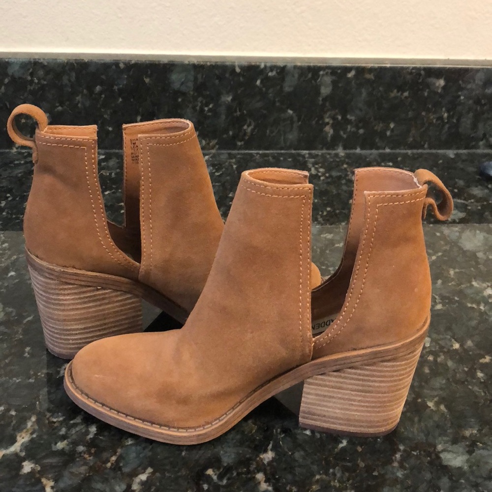Brown suede booties